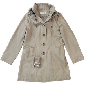 Michael Kors Buff Cotton Twill Hooded Trench Coat Sz‎ S